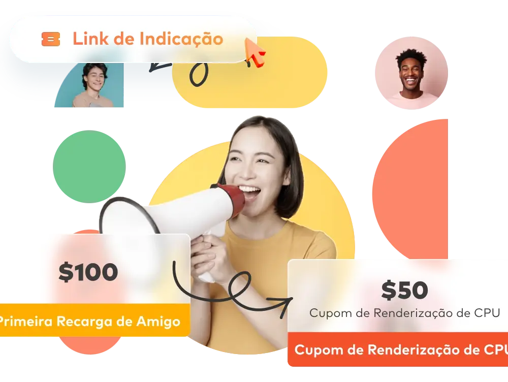Convide Amigos, Ganhe Cupons de Renderização de CPU!