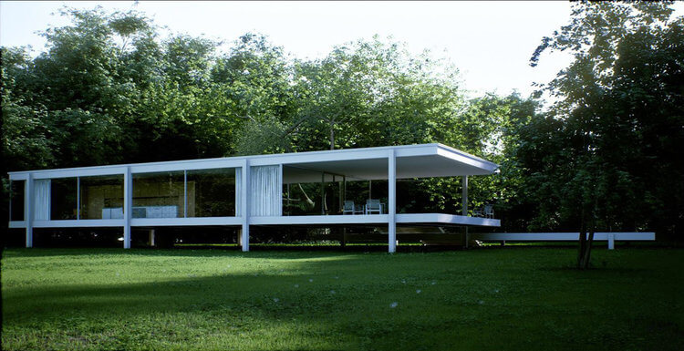 A Teaching To Copy Farnsworth House Based On Corona Renderer