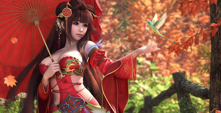V-Ray For Maya of Work “A Girl Under The Maple Tree”